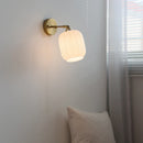 Helnys White Glass LED Wall Light - Japanese Style Pull Chain Switch - Copper Base