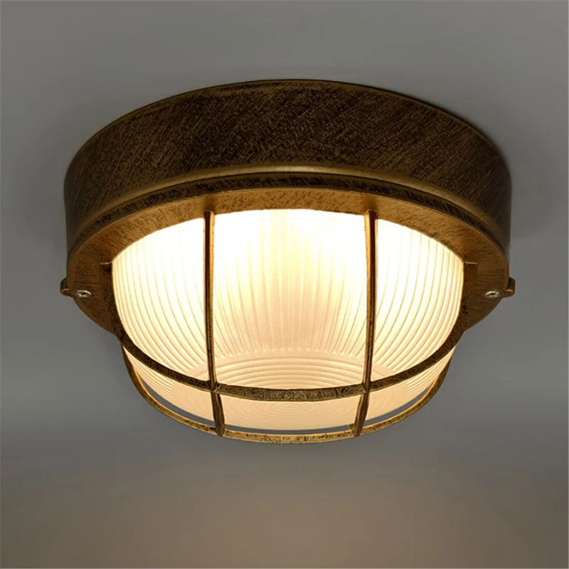 Helnys Rustic Glass Flush Mount Ceiling Light for Bathroom and Kitchen