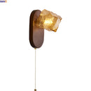Helnys Vintage Amber Glass LED Wall Lamp, Bedroom Retro Design