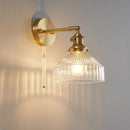 Helnys Clear Glass LED Wall Lights Copper Pull Chain Switch Modern Wandlamp
