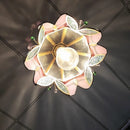 Helnys Tiffany Style Glass Flower LED Pendant Lamp Butterfly Hanglamp