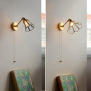 Helnys Vintage Glass LED Wall Lights Up Down Brass Arm Bedside Lamp