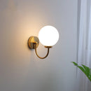 Helnys Round Glass Ball LED Wall Light - Gold Brass Base Nordic Bedroom Bedside Lamp
