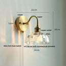 Helnys Green Class Ball LED Wall Light Fixture - Copper Socket Pull Chain Switch