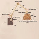 Helnys LED Rotatable Wall Lamp Fixture with Wood Design & Pull Chain Switch