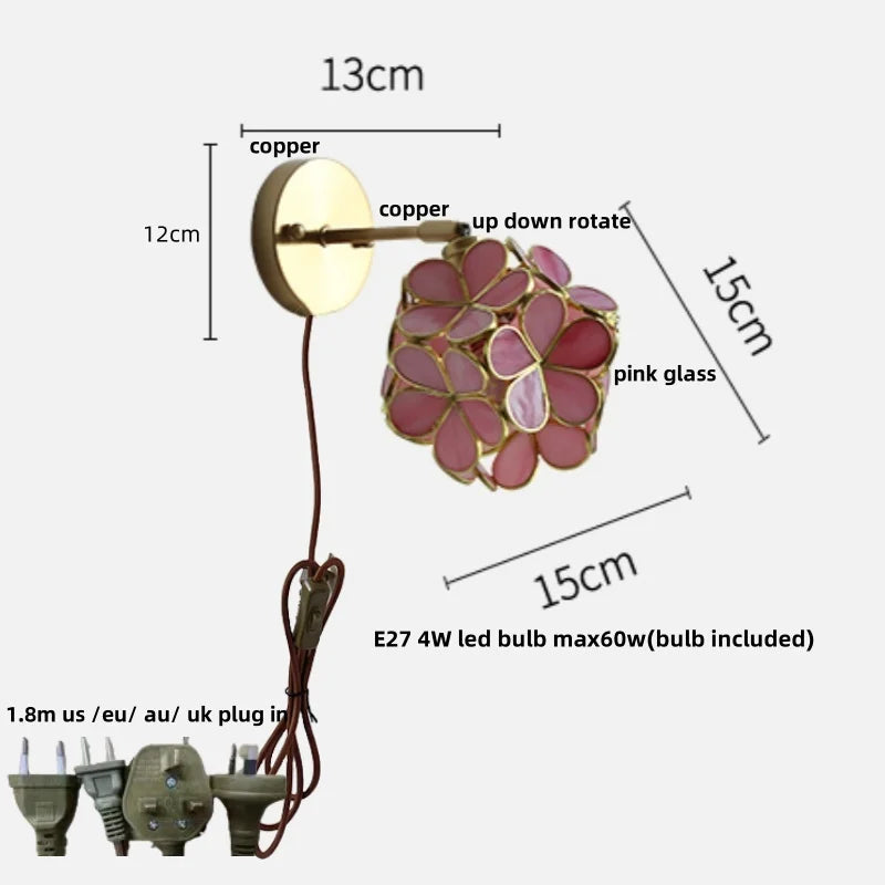 Helnys Copper Lampshade LED Wall Light - Modern Nordic Bedroom Balcony Up Down Lamp