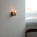 Helnys Ceramic LED Wall Light Mirror Bathroom Decoration Wooden Bedside Lamp