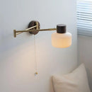 Helnys Swing Copper Arm LED Wall Lamp in White Ceramic