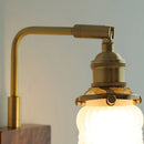 Helnys Brass Walnut Wood LED Wall Sconce Rotatable Glass Stair Light