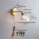 Helnys Clear Glass LED Wall Lamp with Pull Chain for Modern Bathroom Mirror Lighting