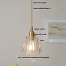 Helnys Clear Glass LED Pendant Lamp with Adjustable Wire and Copper Knob Switch