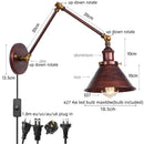 Helnys Vintage Iron LED Wall Lamp with Pull Chain Switch