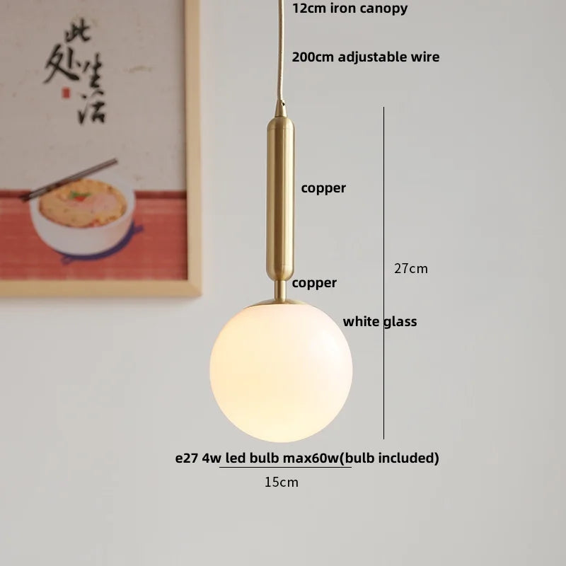 Helnys Amber Glass LED Pendant Light Fixture with Walnut Wood Hanging Lamp Base