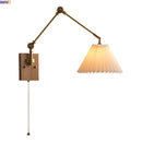 Helnys Nordic LED Wall Light White Umbrella Style Swing Copper Arm Bedside Lamp