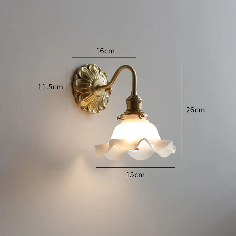 Helnys Smoke Gray Glass LED Wall Sconce - Modern Copper Wandlamp Fixtures