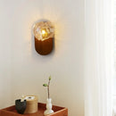 Helnys Vintage Amber Glass LED Wall Lamp, Bedroom Retro Design