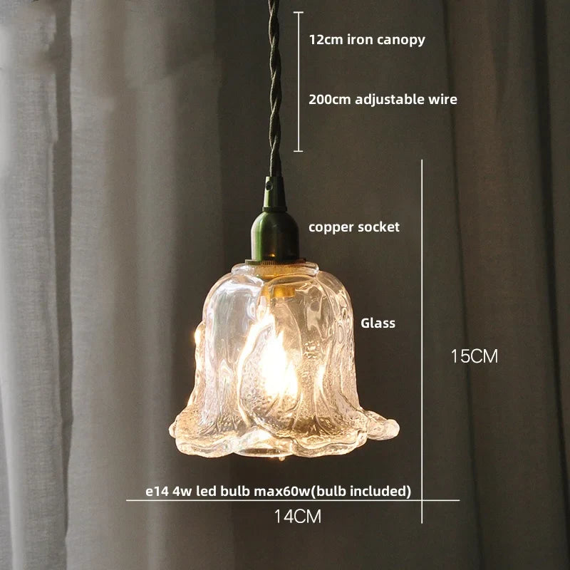 Helnys Amber Copper LED Pendant Lights Glass Hang Lamp - 200CM Wire Adjustable