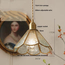 Helnys Copper LED Glass Pendant Lights Tiffany Style Dining Room Fixtures