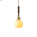Helnys Ceramic LED Pendant Lamp Walnut Wood Modern Hanging Light Fixtures
