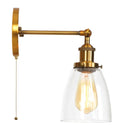 Helnys Gold LED Wall Light with Pull Chain Switch - Industrial Vintage Style