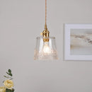 Helnys Clear Leaf Glass LED Pendant Lamp with Copper Knob Switch