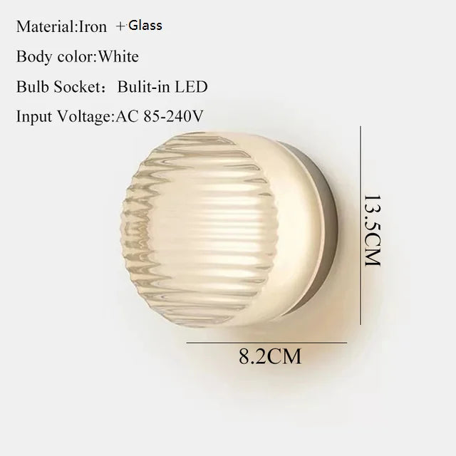 Helnys Amber Glass LED Wall Sconce Nordic Modern Wandlamp Applique