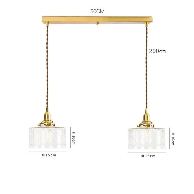 Helnys Clear Glass LED Pendant Light - Copper Nordic Modern Hanging Lamp