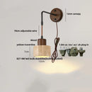 Helnys Wood Canopy LED Wall Sconce Yellow Stone Coffee Study Modern Mirror Light