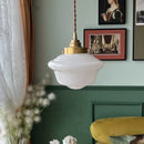 Helnys Nordic Glass LED Pendant Light - Milky White, Copper Socket, Indoor Decor