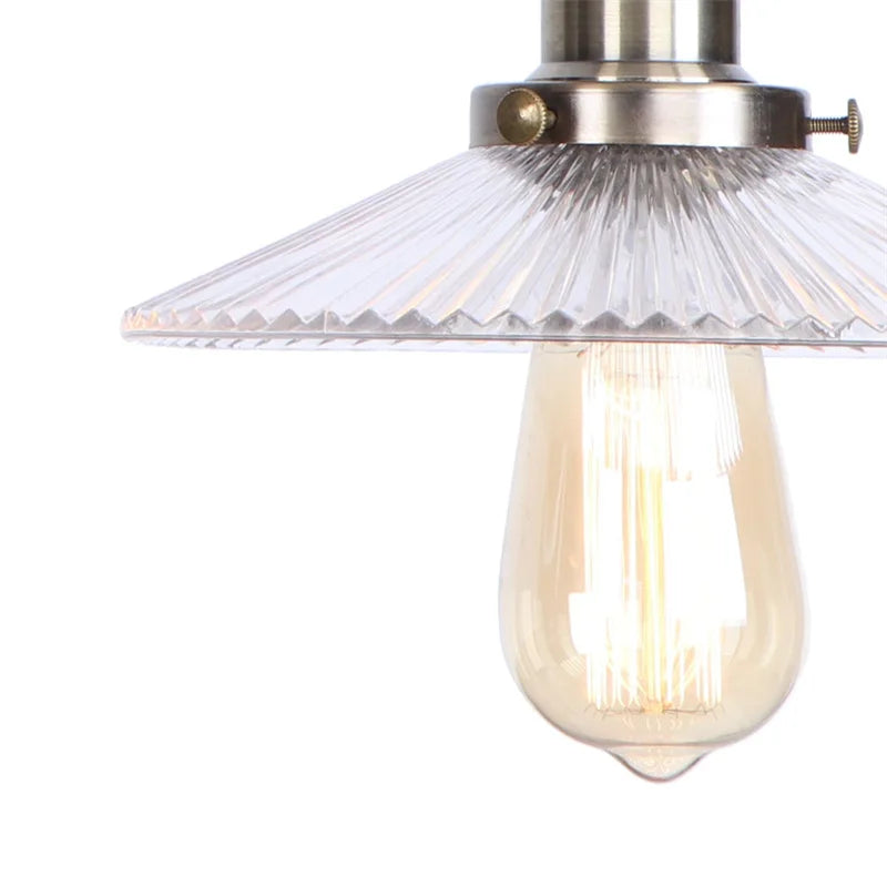 Helnys Vintage Clear Glass LED Wall Lamp with Pull Chain Switch