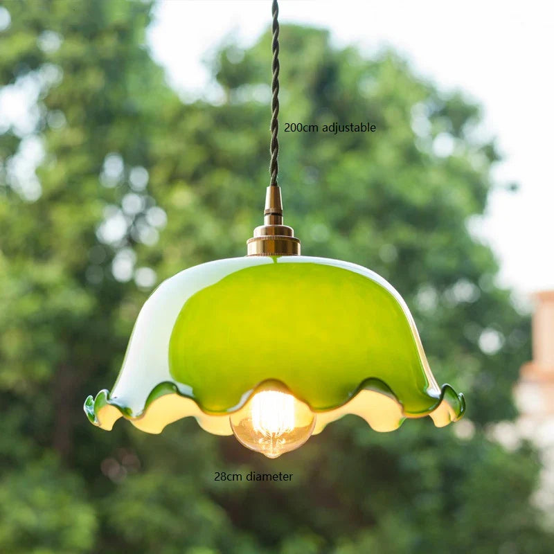 Helnys Vintage Copper Socket Pendant Lamp with Green Glass - 2023 Edition