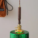 Helnys Nordic LED Pendant Lights Green Glass Copper Knob Switch Hanging Lamp
