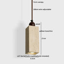 Helnys Circular LED Pendant Light Micro Cement Wood Vintage Hanging Lamp