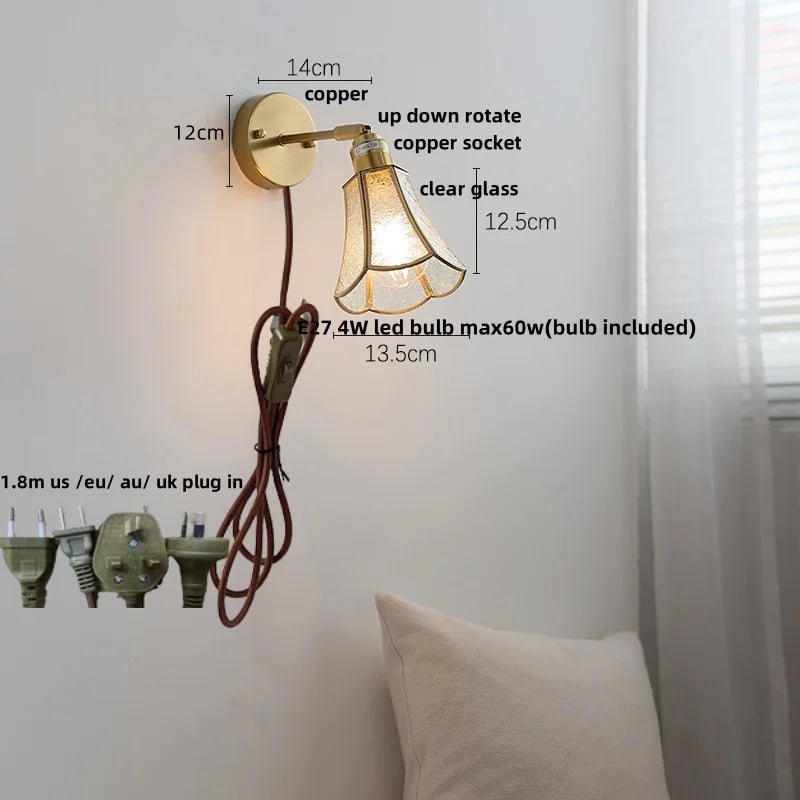 Helnys Gray Glass LED Wall Lights Modern Nordic Design