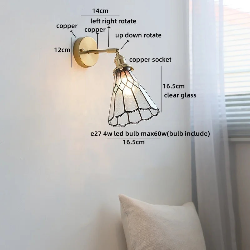 Helnys LED Glass Wall Lamps for Kids Bedroom, Nordic Design Mirror Light