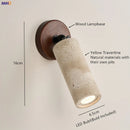 Helnys LED Travertine Glass Wall Lamp Yellow Room Decoration Light