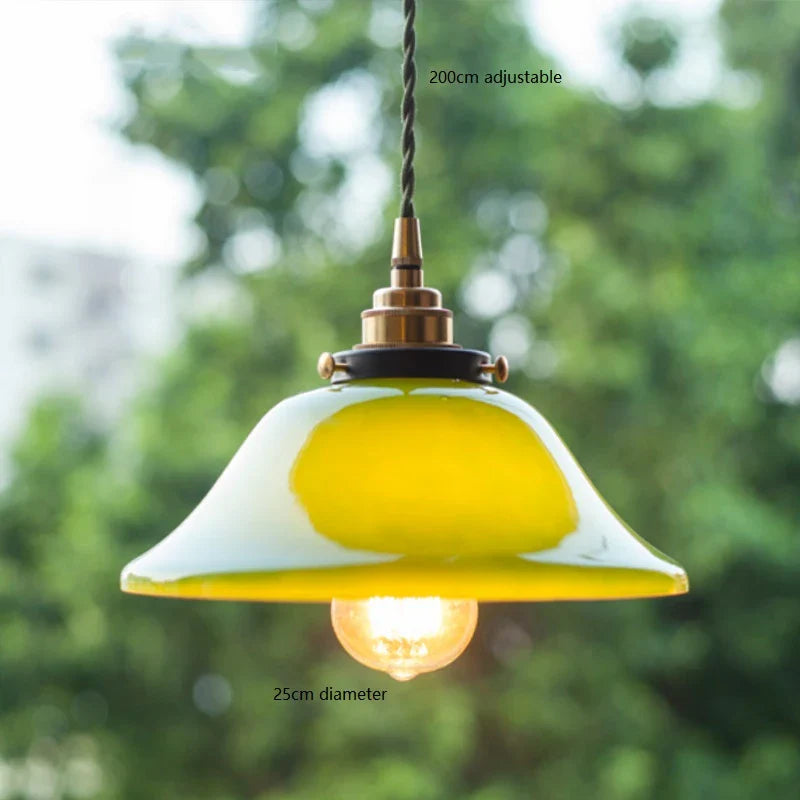 Helnys Vintage Copper Socket Pendant Lamp with Green Glass - 2023 Edition