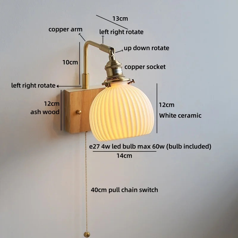 Helnys Ceramic Flower Design LED Wall Lamp for Bedroom and Bathroom