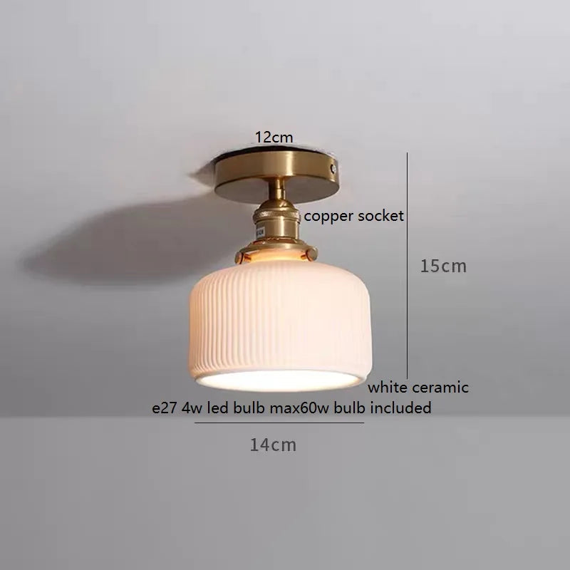 Helnys LED Ceiling Lights for Home Bedroom Living Room Balcony - Green Glass Copper