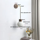 Helnys Modern Ceramic Wood Wall Sconce with LED Light and Pull Chain Switch