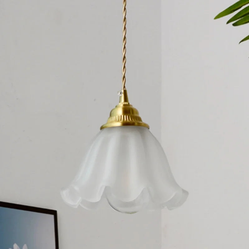 Helnys Flower Glass LED Pendant Light Modern Nordic Hang Lamp