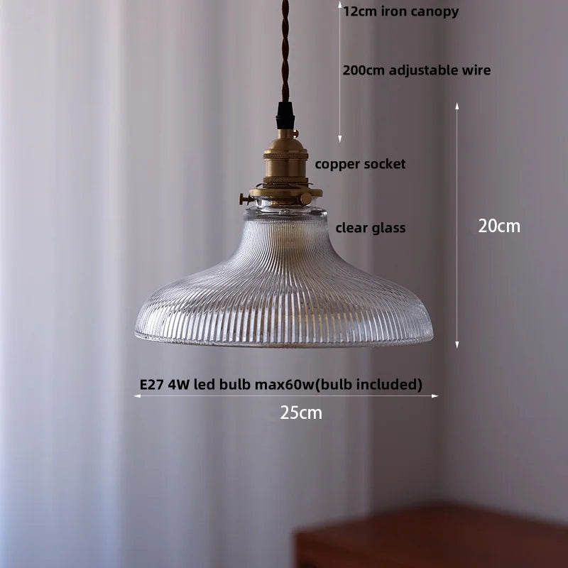 Helnys Glass Copper LED Pendant Lights Adjustable Nordic Modern Hanging Lamp