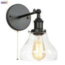 Helnys Industrial Iron LED Wall Lights with Pull Chain Switch