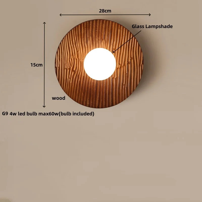 Helnys Nordic LED Wall Light Walnut Wood Glass Bedside Lamp Modern Luminaire