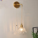 Helnys Clear Glass LED Wall Lights with Pull Chain Switch
