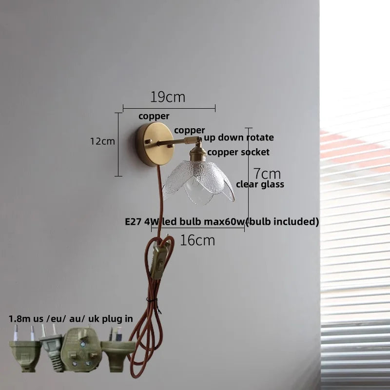 Helnys Clear Glass LED Wall Lamp Sconce, Modern Nordic Rotate Stair Light
