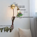 Helnys Flower Glass LED Wall Sconce Pull Chain Switch Rotatable Lamp