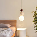 Helnys Nordic Modern Wood Stone Glass Pendant Lamp for Bedroom Living Room