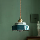 Helnys Dark Green Ceramic Pendant Light Fixture Retro Hanging Lamp Home Decoration Lighting