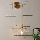 Helnys Clear Glass LED Wall Lights with Pull Chain Switch